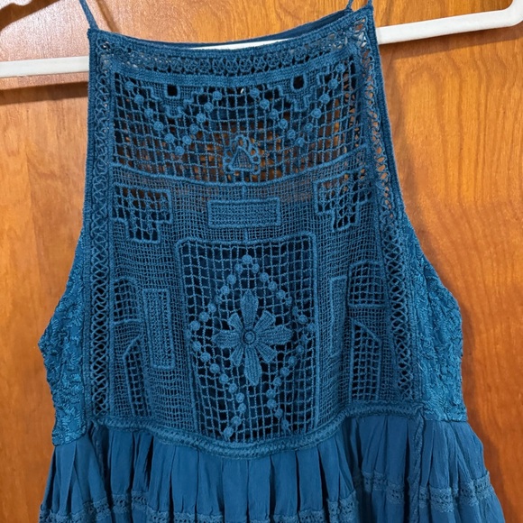 Free People Blue Emily Crocheted Illusion Fit & Flare Dress - Picture 4 of 10
